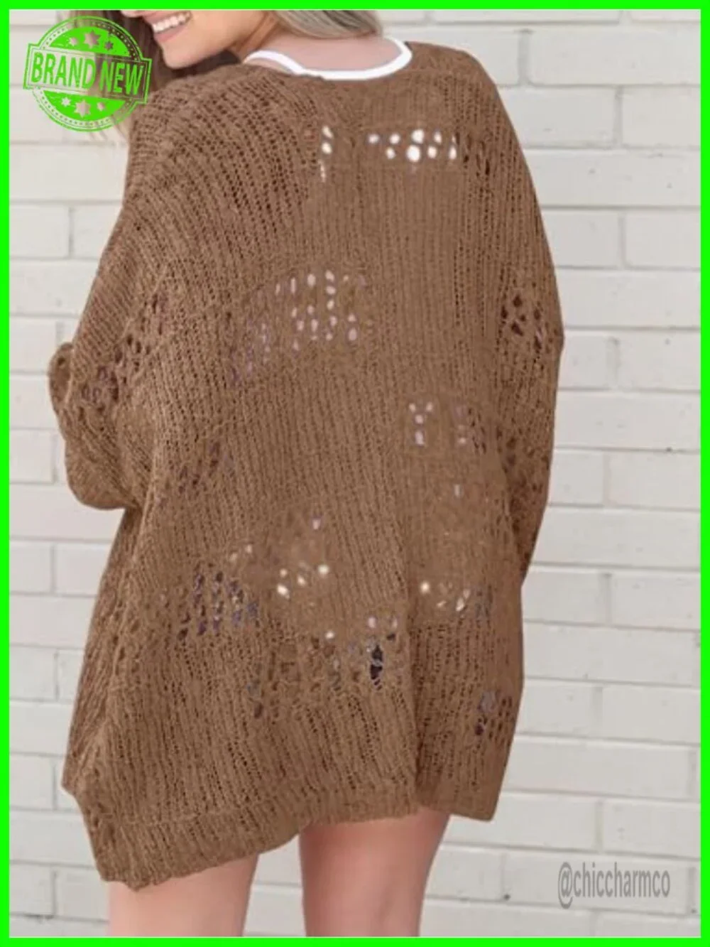 Lightweight Crochet Open Front Cardigan Oversized Boho Knit Kimono Cover Up